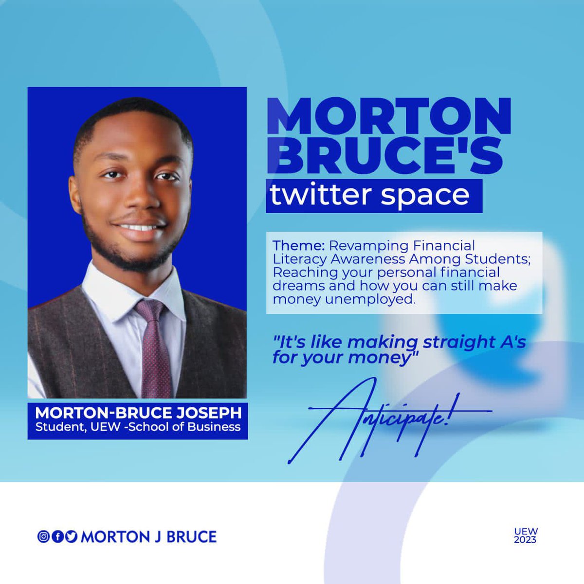 🧤As part of the initiatives to create Financial Literacy Awareness among students, Morton-Bruce intends hosting a twitter space focusing on reaching Financial Security🔐.        #transparentaccountability