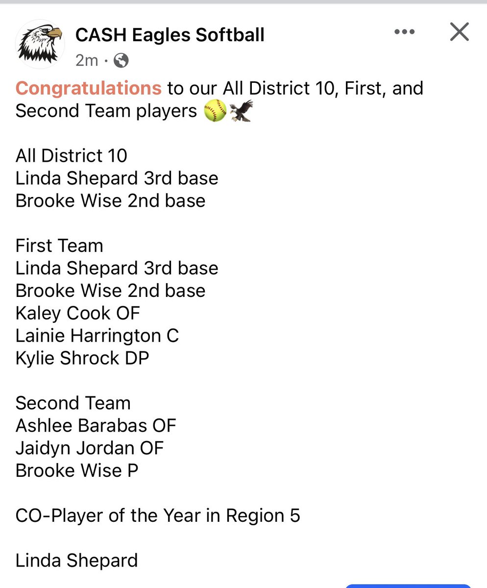 CASH Eagles Softball tweet media
