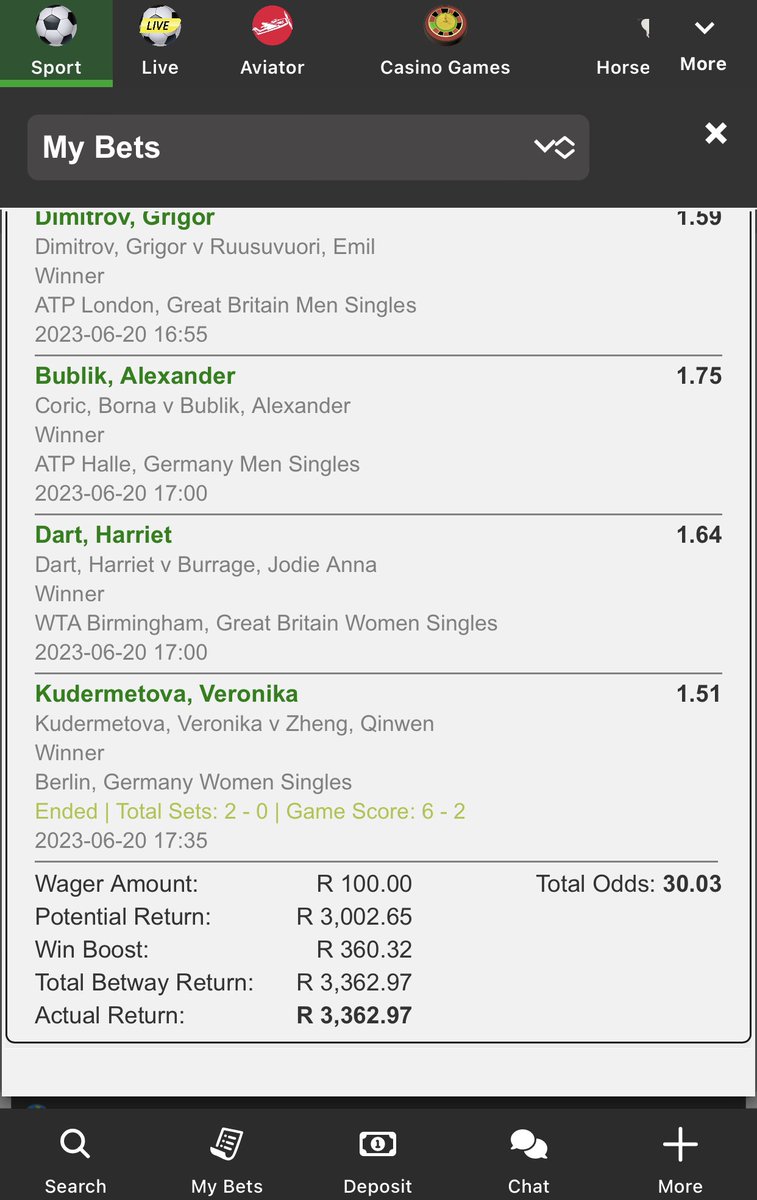 We won 💰#TennisPicks #TennisBet #Betway