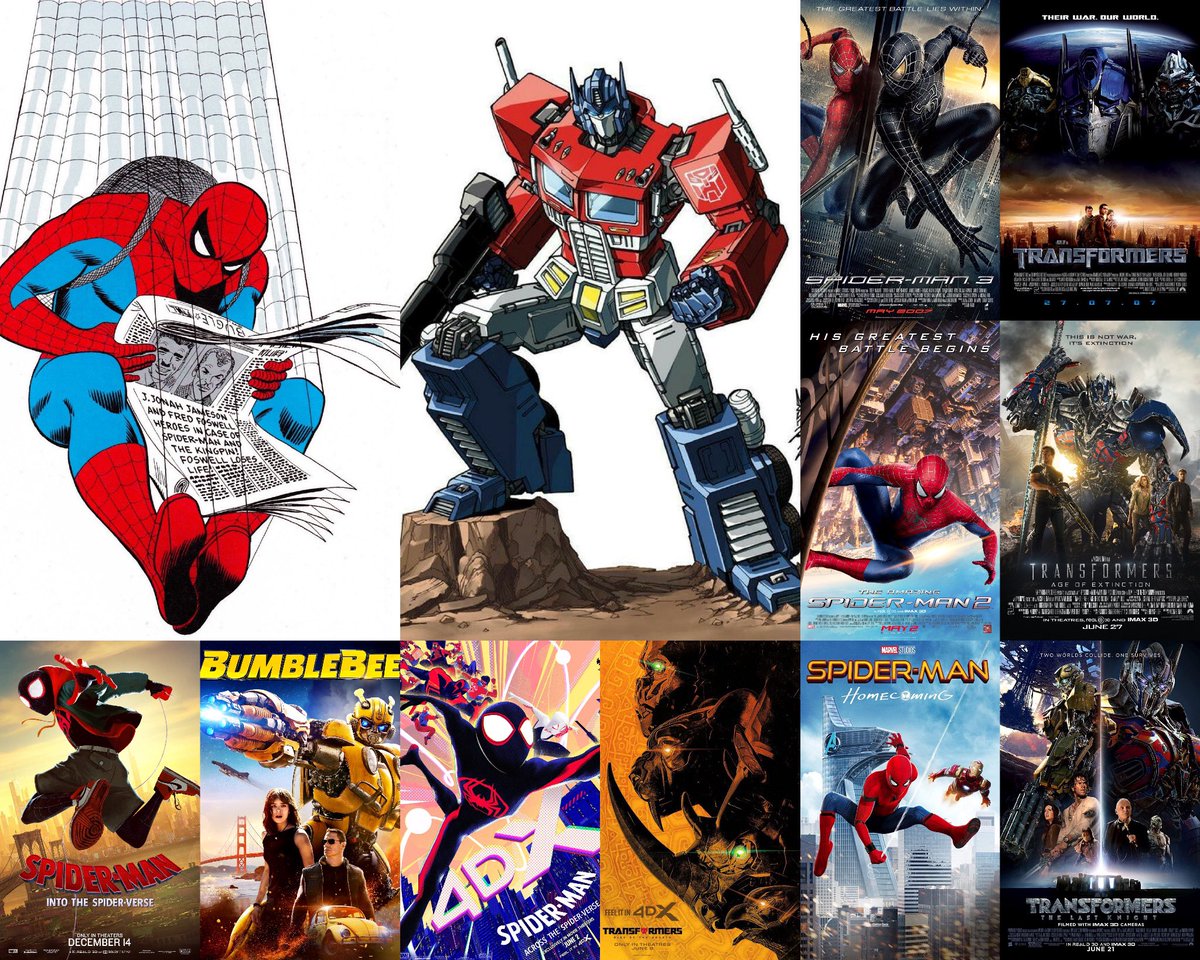 Lord_Jumpy's tweet image. 2007: Spider-Man 3 &amp;amp; Transformers 1

2014: The Amazing Spider-Man 2 &amp;amp; Transformers: AOE

2017: Spider-Man: Homecoming &amp;amp; Transformers: TLK

2018: Spider-Man: ITSV &amp;amp; Bumblebee

2023: Spider-Man: ATSV &amp;amp; Transformers: ROTB

It’s Crazy Fr😭🙏