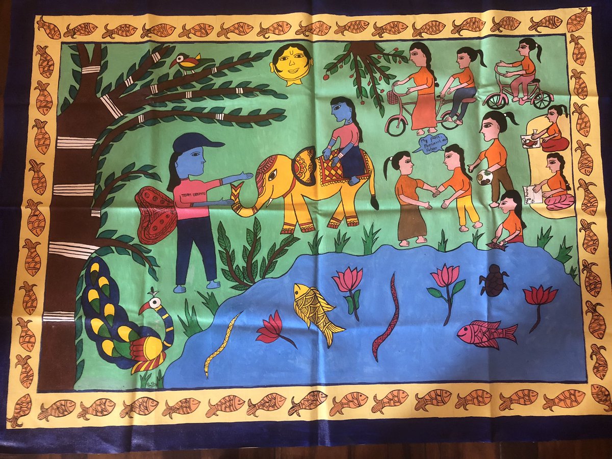 DrMoncrieffe's tweet photo. Thank you! to the wonderful Prity Kumari Karna. Your beautiful Mithila artwork represents the essence of our 🇳🇵🇷🇼🇬🇧 cross-cultural international education, cycling and gender empowerment objectives🙏🏾 @nubnepal @jwas_nepal  @UyisenganImanzi #ubuntucyclingstyle👊🏾@Mobile__Arts https://t.co/m4UkHGY9YW