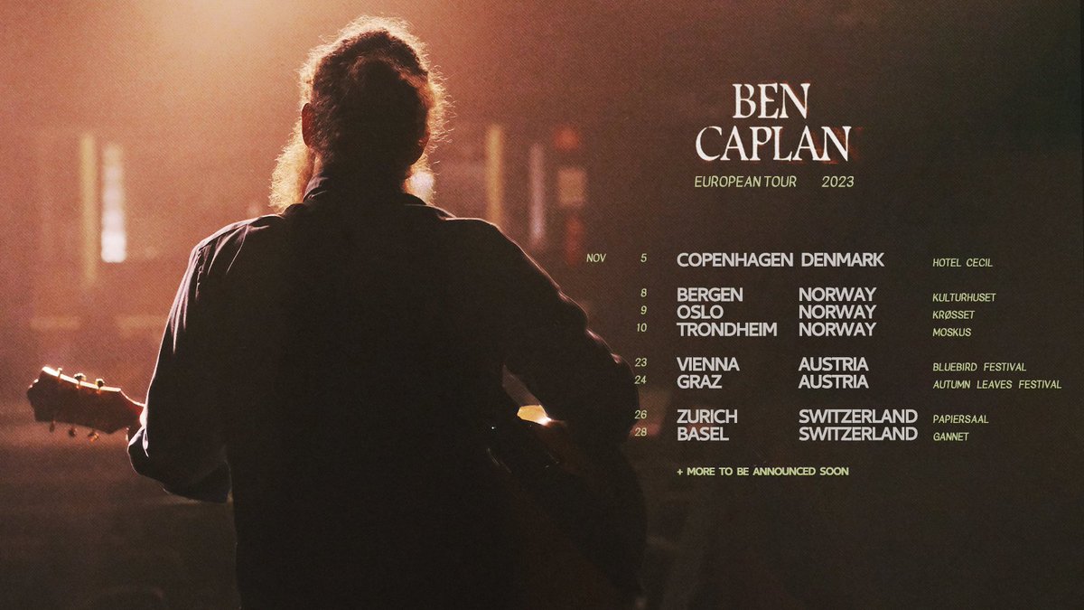 I'm coming back to Denmark, Norway, Austria, and Switzerland this November! Tickets go on sale this Friday at 12:00 local time. More dates are still being confirmed for a second round of announcements next month. Stay tuned! Find all tickets and details at bencaplan.ca