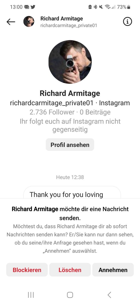 Very private dude! Reported and blocked! #RichardArmitage