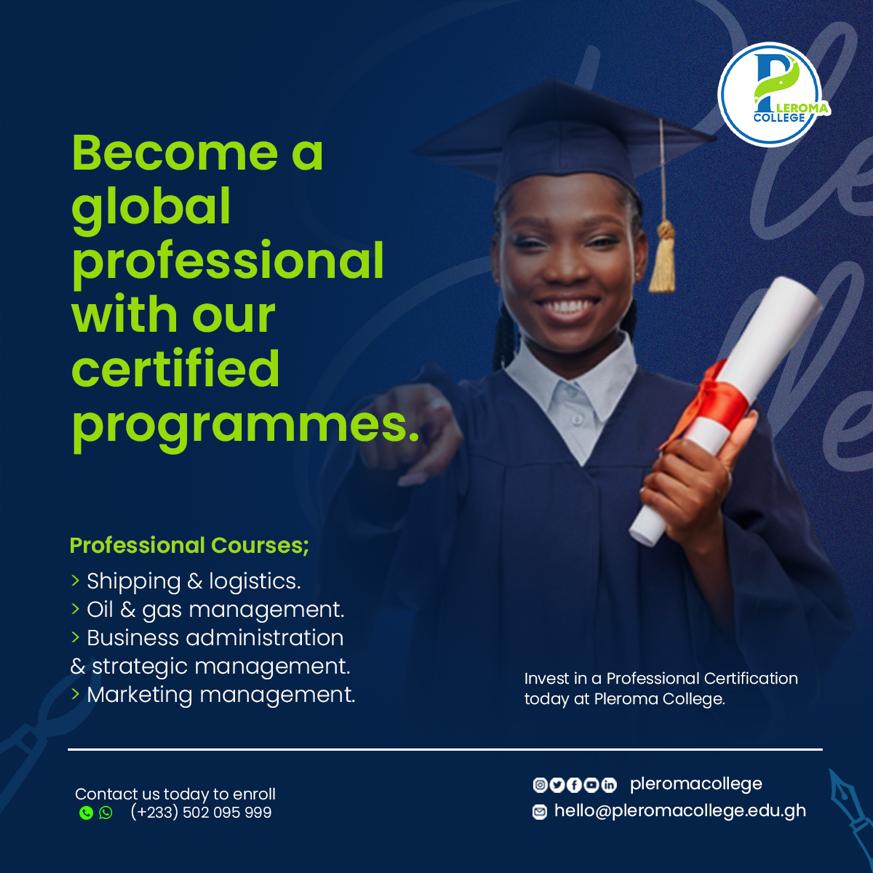 We are all about equipping tomorrow's leaders TODAY!
Get in touch with our Student Care Representative to explore the career options today:
+233502095999 /+233501482618
#Careerpath #Equippingyoufortomorrow #invest #raisingethicalleaders #professionalcourses #certificateprogrammes