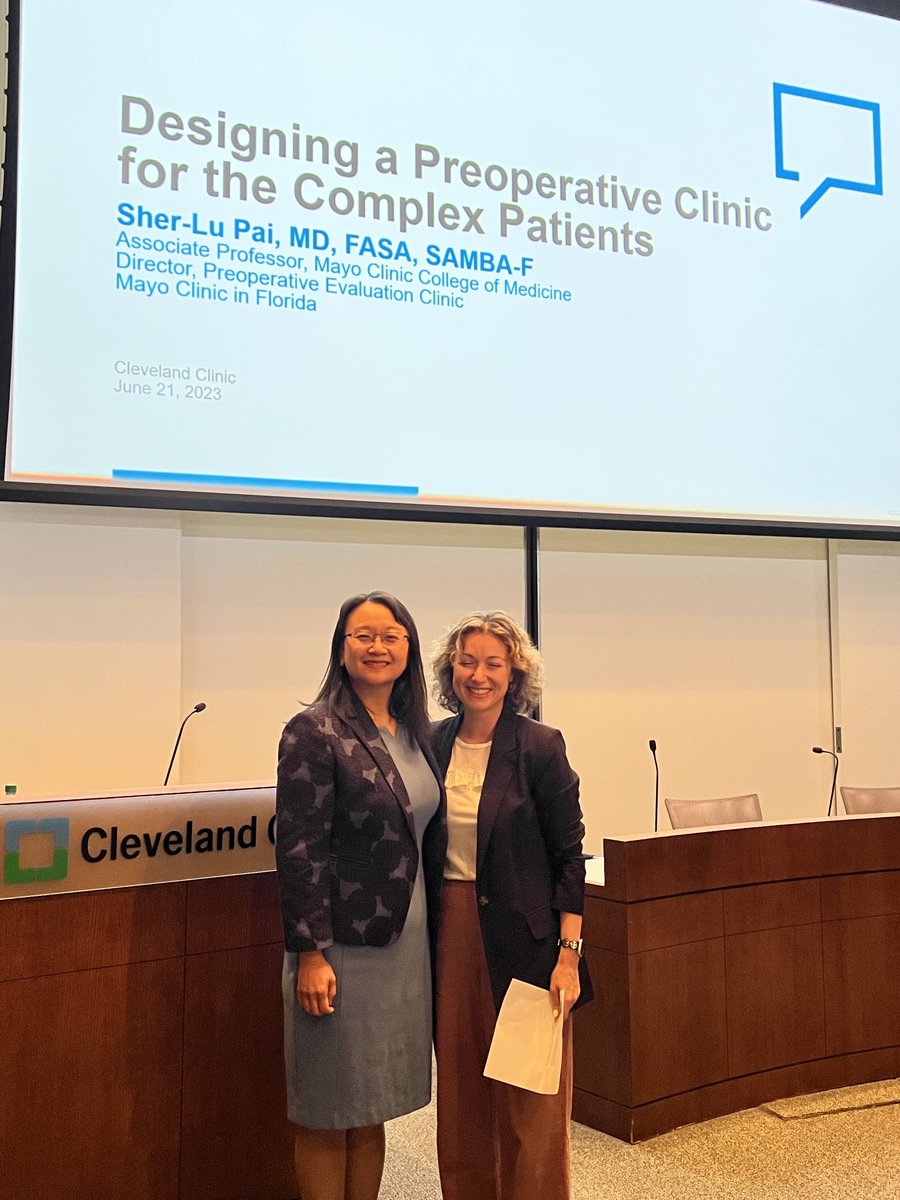 Excited to have ⁦@sher_pai⁩ from ⁦@MayoClinic⁩ here ⁦@ClevelandClinic⁩ giving Anesthesiology Institute Grand Rounds on Pre-Op Clinic for Complex Patients as introduced by ⁦@MarinkaGitman⁩