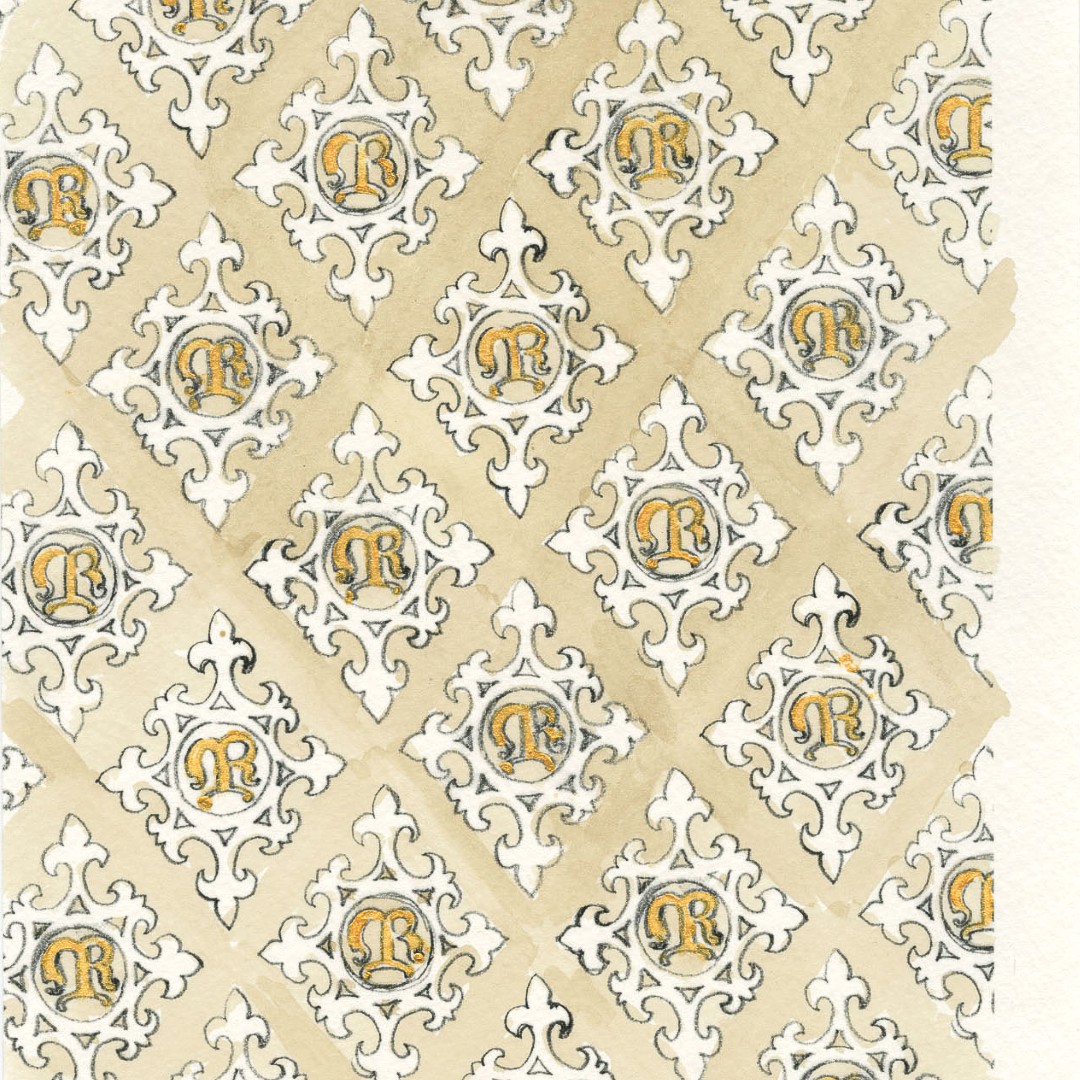CLA_1976_'s tweet photo. Our watercolor renderings are used to display complete design transformations &amp; depict patterns &amp; smaller details used in the larger beautification project. Pictured is a rendering of a #Stenciled pattern to be created for a #ChurchBeautification project. 
#WatercolorWednesday https://t.co/9eR8KVu0Hc