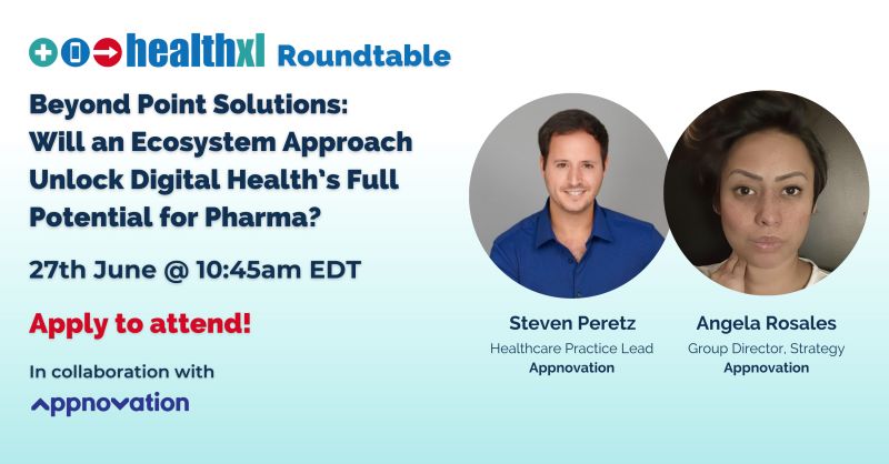 Only 6 days until our roundtable in collaboration with <a href="/Appnovation/">Appnovation</a>!

Apply to attend ➡️ healthxl.com/virtual-events…

Join this discussion where Steven Peretz and Angela Rosales will look beyond point solutions to adapting an ecosystem approach for #digitalhealth in #pharma.