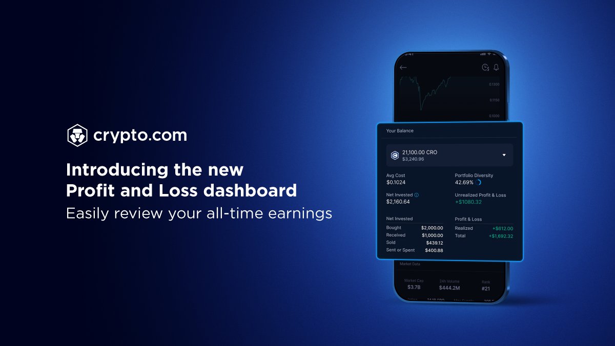 📢 Calling all Crypto․com App users! You asked — and we delivered.

🆕 You can now review your all-time PnL with the newly launched Profit and Loss dashboard.

Better understand your investments and make better-informed decisions with various data points at your fingertips: