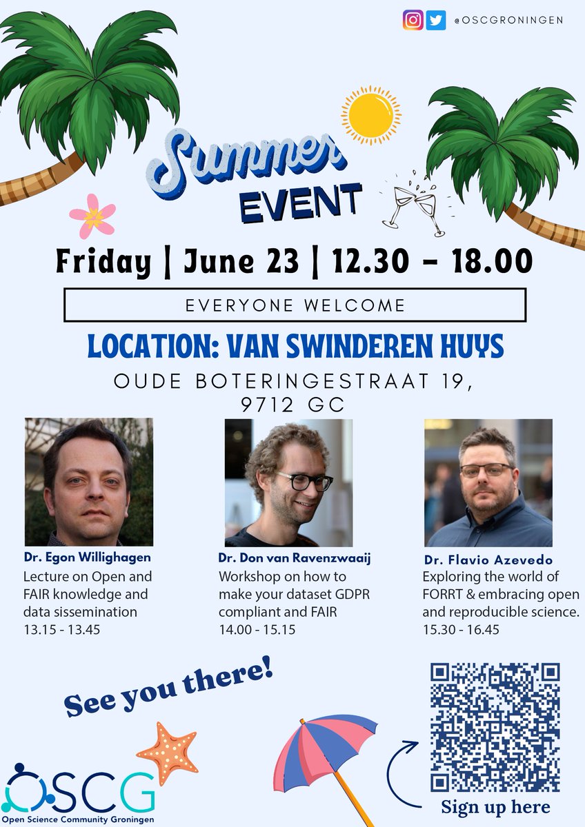 Only two days remain until #OSCG Summer Event kicks off!

Spaces are limited so make sure you are registered
Otherwise, you miss out on our fantastic speakers and workshops 

Register ➡️ buff.ly/3JmouzS 

#OpenScience