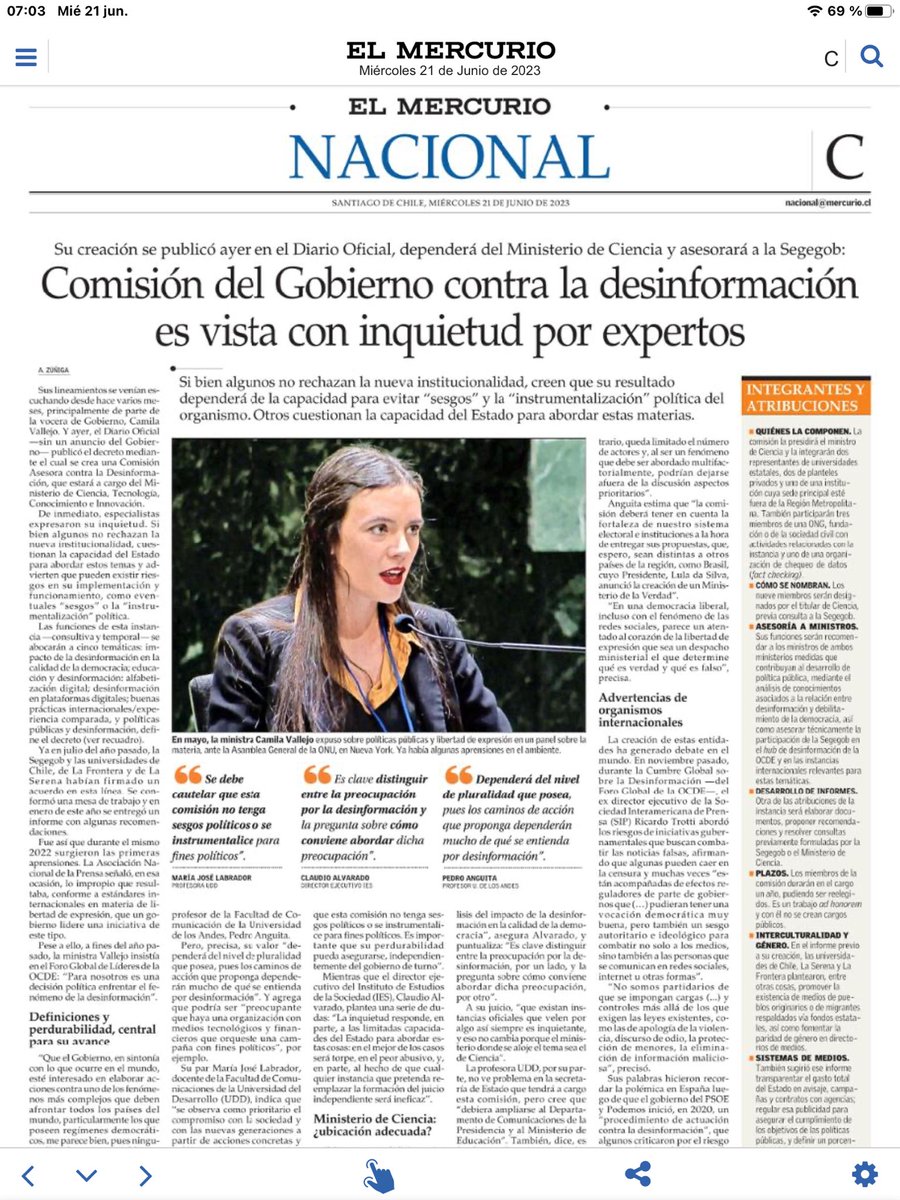 pmolinaarmas's tweet photo. Por fin salió el decreto q crea Comisión Asesora para la Desinformación.Todos los gobiernos de izquierda ultra, como el actual, terminan controlando la prensa. Su obsesión es eliminar la libertad de https://t.co/NW6iReYnKQ se entiende q hace el Min de Ciencia en esto.Un disfraz? https://t.co/0XVFuczVAV