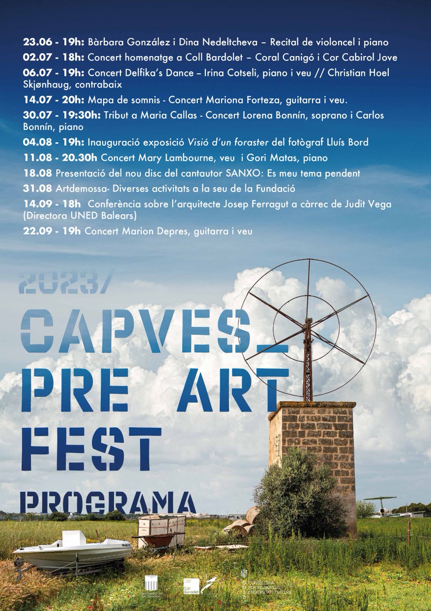 fccollbardolet's tweet photo. Al llarg d'aquest estiu, la Fundació Cultural Coll Bardolet s'omplirà d'art, música i, sobretot, molta cultura! 
Vos hi esperam! https://t.co/iFGzLME0pa