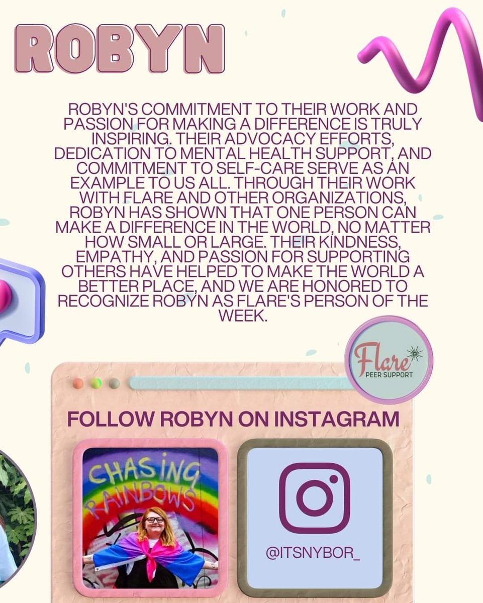 FlareCares's tweet photo. At Flare, we believe in honouring those who use their platform to speak out about important issues. This week, we are pleased to recognize Flare co-founder @ItsNybor as our Person of the Week. 
-
#FlarePeerSupport #peersupport #mentalhealth #supportgroup #flarepersonoftheweek https://t.co/KMEUQhMLiS