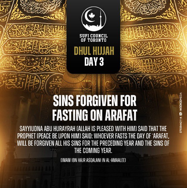 SufiCouncilTO's tweet photo. May #Allah Almighty Allow Us To Reach The Day Of #Arafah And Give Us Strength To Fast On This Day, Amin 

#suficouncilto #suficounciloftoronto #DhulHijjah #Hajj2023 #Hajj #hadith #HadithOfTheDay https://t.co/5HZLu19hba