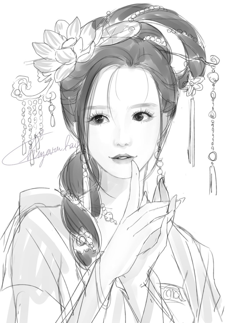 十二花神【蓮】 #wip #美人画