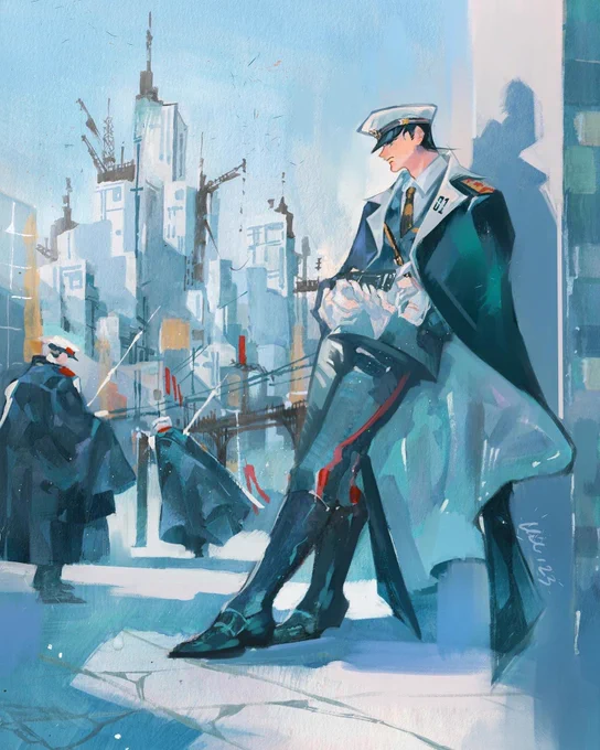 The man at the gate   #gouacheart #gouachepaint #illustration #小蘑菇 #イラスト