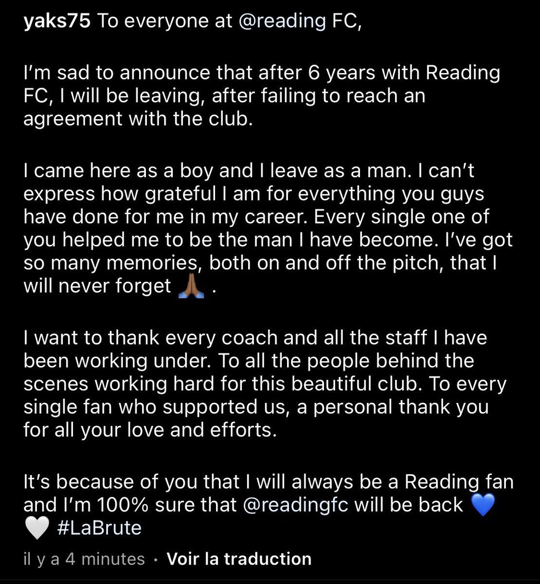 Thanks to all of you guys , Always a Royal 🥲💙🤍 #LaBrute @ReadingFC