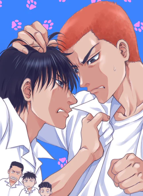 娘のリクエストで描いたスラムダンクイラスト。骨折のお見舞い用だったけどもうほとんど回復している…!流血差分は娘のリクエスト 