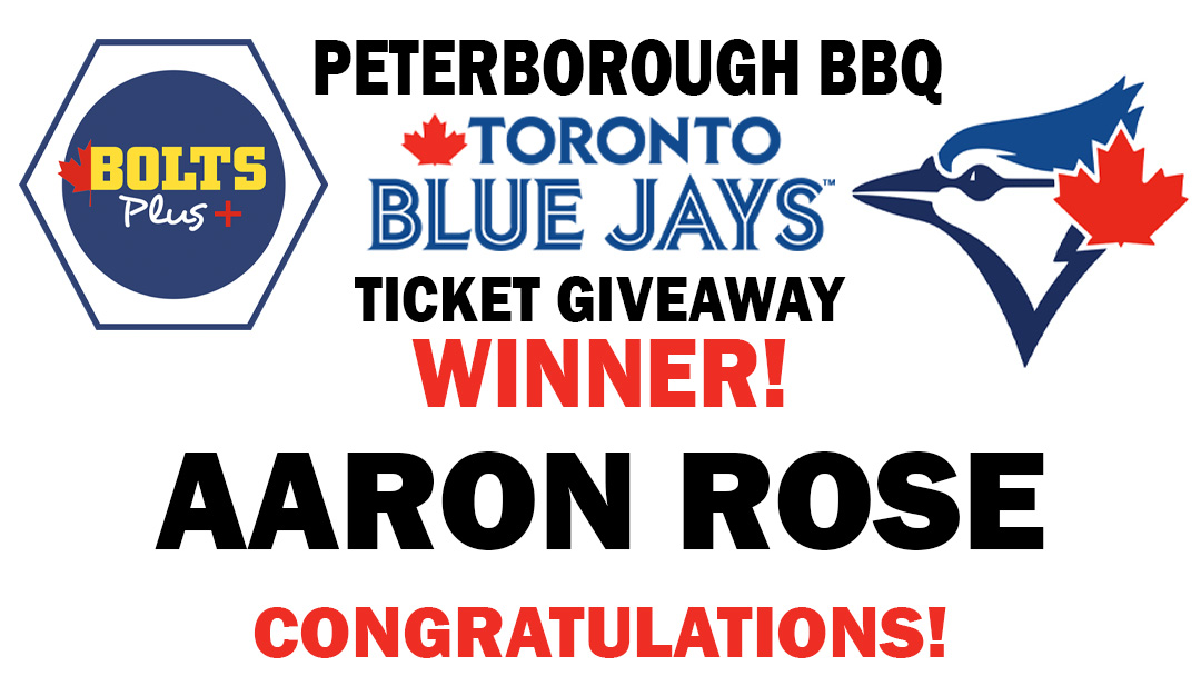 Congratulations Aaron!
Visit us at our next BBQ tomorrow at our Orangeville store for your next chance 
to win a pair of Blue Jays tickets!
695 Riddell Rd. 11am - 1pm
See you there.

#boltsplusbbq #bluejaystickets #bluejays #baseball #boltsplus #bbq #ontario #canada
