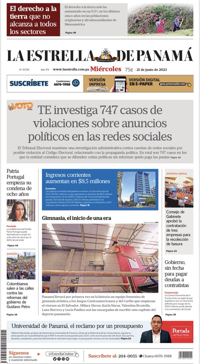 Portadas #Miercoles #21DEJUNIO #Panama 🇵🇦