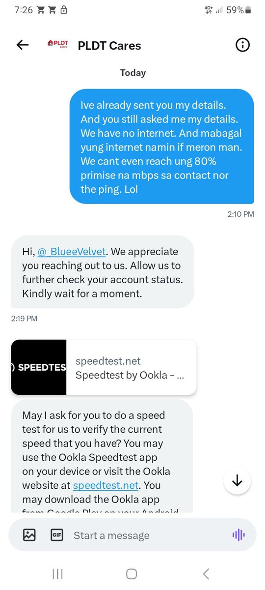 _BlueeVelvet's tweet photo. @pldt @PLDT_Cares @PLDTHome NO INTERNET FOR 5 HOURS. NO REFUND FOR CONSISTENT NO INTERNET 2-3X A MONTH. WHAT ABOUT SCHOOL AND WORK? PWEDE BA NAMIN KAYO EXCUSE? PAG SINGILAN AT PUTULAN MABILIS. GRRRR AND HOW WILL WILL AT SPEEDTEST YOUR INTERNET IF WALANG INTERNET? C'MON https://t.co/GpvqVp7OGK