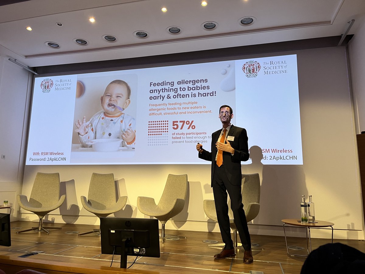 An interesting presentation from <a href="/dzakowski/">Daniel Zakowski 🌐</a> about his company <a href="/_ReadySetFood/">Ready. Set. Food!</a>  which makes products to prevent the development of food allergies through early allergen introduction. Lots of logistical challenges in this space, even when the science is relatively settled. #WWD23