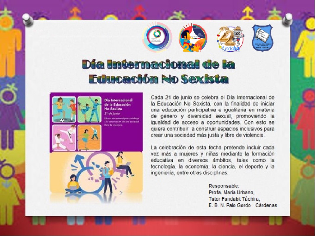 #21Junio ||  DÍA INTERNACIONAL DE LA EDUCACIÓN NO SEXISTA
<a href="/_LaAvanzadora/">Yelitze Santaella</a> <a href="/Berzabethg1/">Berzabethgandicaoficial</a> @MPPEDUCACION @ZonaEducTachira <a href="/Fundabit_/">FundabitOficial</a> <a href="/zulima_parilli/">zulima Parilli</a> <a href="/FundabitTachira/">Fundabit Táchira</a> <a href="/yuraimaaurora/">Licda. Yuraima Martinez</a> <a href="/jasmiramartinez/">jasmira martinez</a> <a href="/IRISARY/">GREISY IRISARY</a> @Palogorfo -