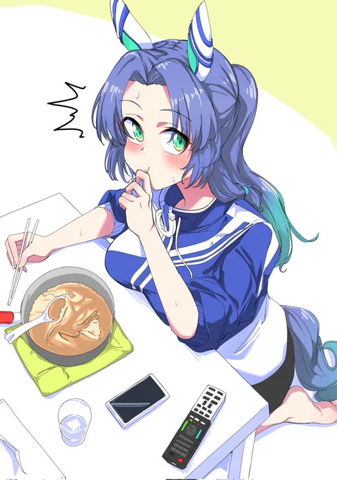 お鍋でラーメンを食べるゴドルフィンバルブさん  #ウマ娘 #お題箱