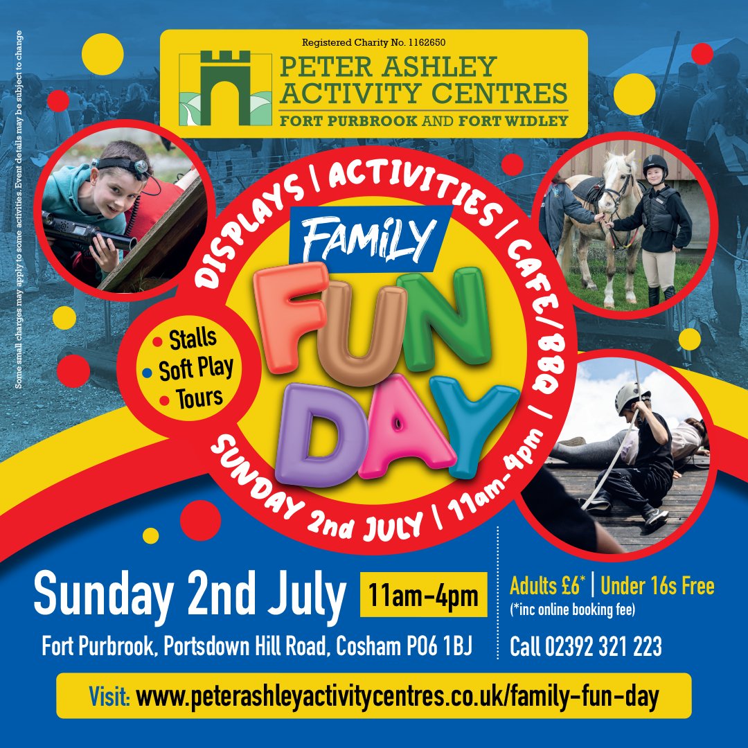 Ever wondered what goes on behind the gates at Fort Purbrook?  
Join us for our annual #openday  and find out!
All ages are welcome - have a go at one of our many activities -Children are Free

Tickets here:
eventbrite.co.uk/e/family-fun-d…