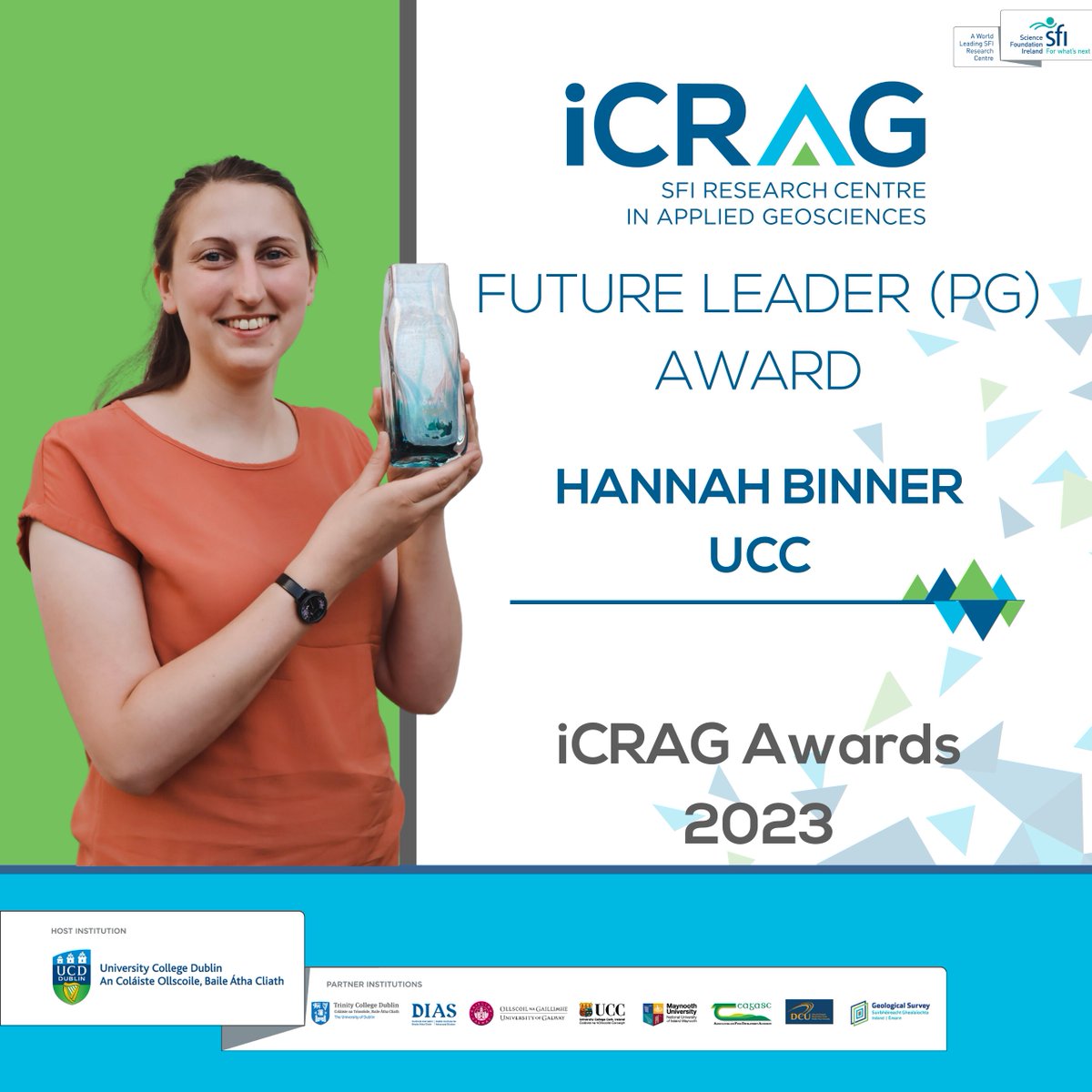 iCRAGcentre's tweet photo. Future Leader Award 2023: Postgraduate
Postgraduate is awarded to a PhD or MSc researcher that has demonstrated excellence in research and associated activities.
Recipient: Hannah Binner, iCRAG at UCC. @HannahBinner https://t.co/bXXZ5SUjLZ