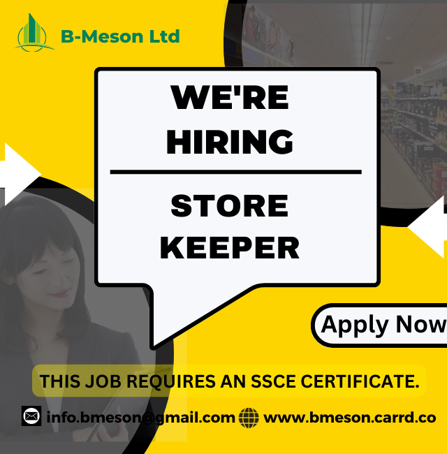 We are looking for an organized, experienced store keeper to be responsible for all stock, staff management, and planning promotional campaigns for the store. To apply send I'm interested to 09019714692 on WhatsApp #Jobs #ikeja #JoburgUpdates