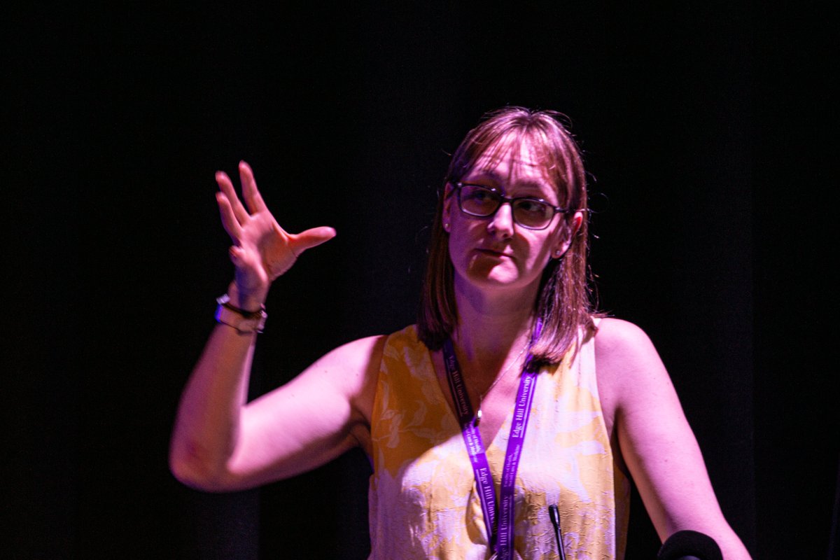edgehill's tweet photo. @VKarkou was joined by colleagues to present research on supporting the wellbeing of helping professionals through creative interventions, and officially launch @artswellEHU. https://t.co/Xxczol5Amd
