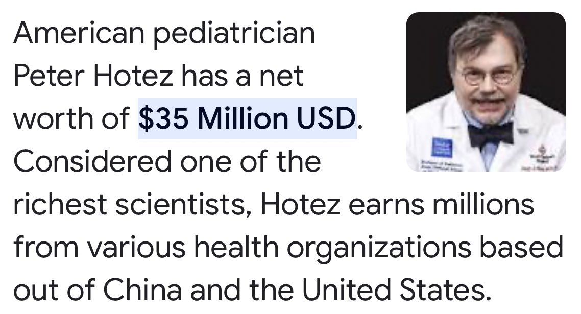 This is all you need to know about the corrupt shill @PeterHotez.