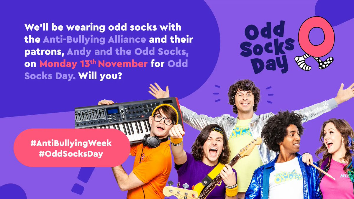 🗓️ SAVE THE DATE 🗓️ 

Get your best odd socks ready for #OddSocksDay on Monday 13th November 2023 🧦

Join us and our friends @andyoddsock to #MakeANoise for #AntiBullyingWeek 📢 🥳