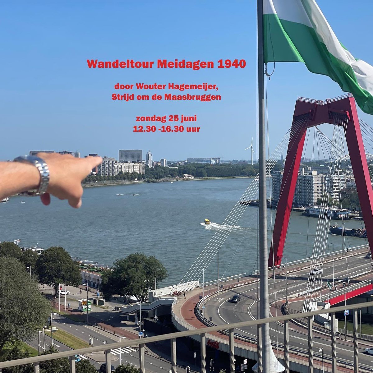 Museum Rotterdam (@museumrotterdam) on Twitter photo Wandel je zondag met ons mee?
Militair-historicus Wouter Hagemeijer leidt je langs belangrijke posities uit de meidagen 1940.
Inclusief bezoek aan het Mariniersmuseum en het dak van het Witte Huis!
zondag 25 juni van 12.30 tot 16.30
€ 25,50 p.p.
reservering@museumrotterdam.nl Wandel je zondag met ons mee?
Militair-historicus Wouter Hagemeijer leidt je langs belangrijke posities uit de meidagen 1940.
Inclusief bezoek aan het Mariniersmuseum en het dak van het Witte Huis!
zondag 25 juni van 12.30 tot 16.30
€ 25,50 p.p.
reservering@museumrotterdam.nl