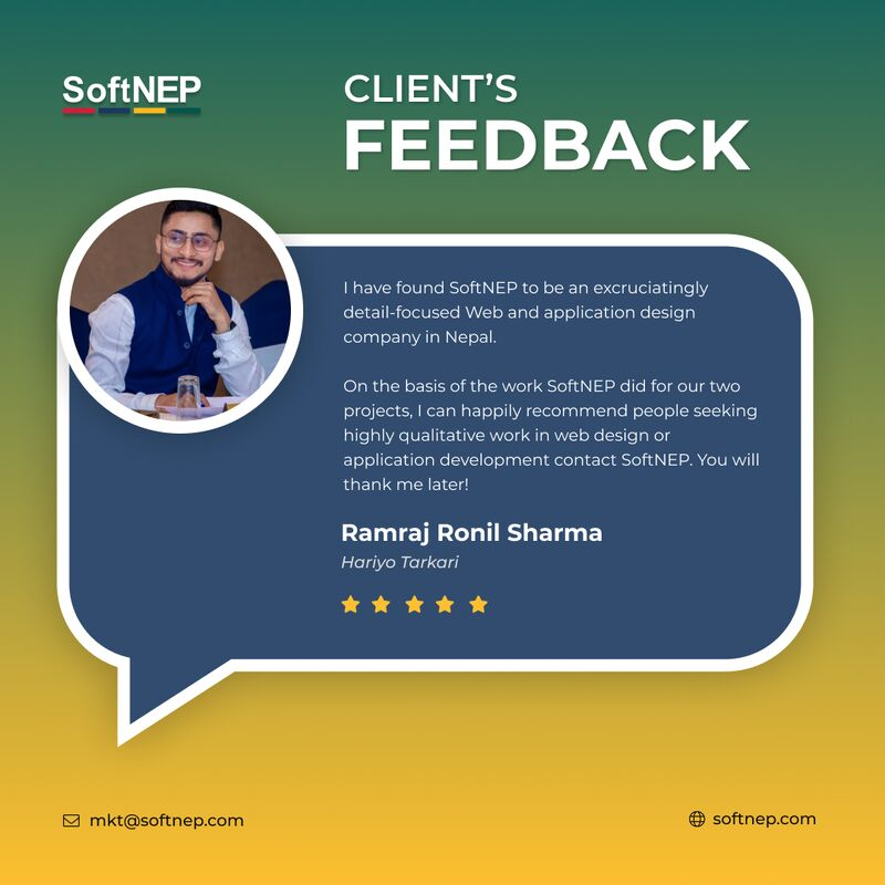 SoftNEP's tweet photo. Your experience matters to us as our greatest asset is customer satisfaction. Here’s what 𝗥𝗮𝗺𝗿𝗮𝗷 𝗥𝗼𝗻𝗶𝗹 𝗦𝗵𝗮𝗿𝗺𝗮 has to say about SoftNEP and the team. 😊
#softnepstories #softnepreviews #happyclinets #testimonial #clientappreciation https://t.co/Jt0Py8NIgs