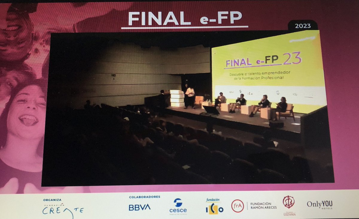 Final de proyectos 😍que gran nivel, a ver quién gana de <a href="/eFPEmprende/">e-FP</a> <a href="/FundacionICO/">Fundación ICO</a> <a href="/bbva/">BBVA</a> <a href="/cesce_es/">Cesce</a> <a href="/FundacionAreces/">FundaciónRamónAreces</a> <a href="/OnlyYOUHotels/">Only YOU Hotels</a>