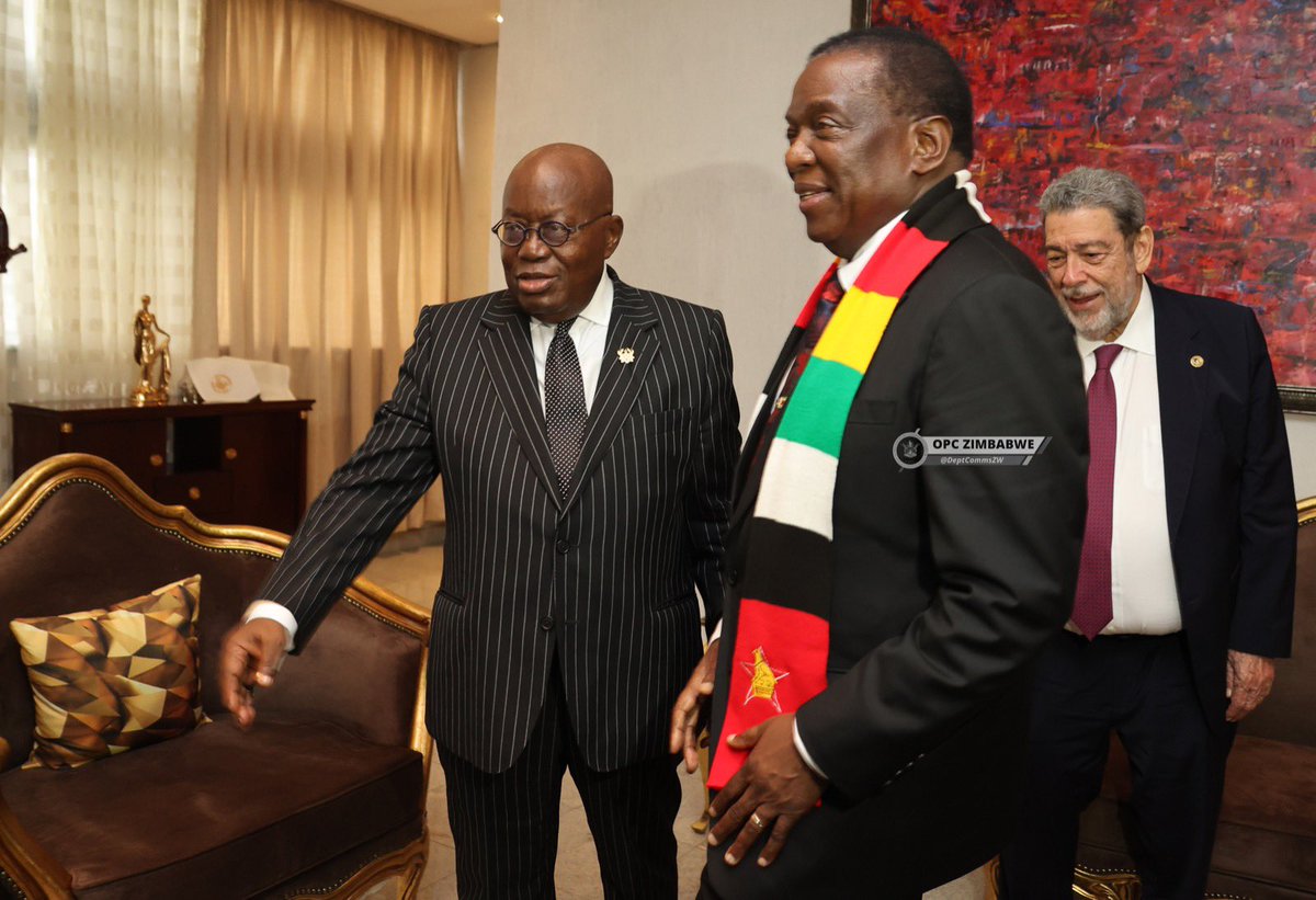 edmnangagwa's tweet photo. This week I attended the 30th Afreximbank Annual Meeting.
It was a pleasure to spend time with African leaders who have a shared vision for a prosperous  future. 
Thank you President Nana Addo Dankwa Akufo-Addo for your hospitality. https://t.co/AFlbfYvWmK