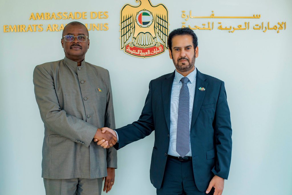 H.E Ambassador Hazza Alqahtani received a courtesy visit from H.E Amade Miquidade, High Commissioner of Mozambique to Rwanda. They had good discussions on enhancing cooperation between the UAE Embassy & the High Commission of Mozambique. @MoFAICUAE