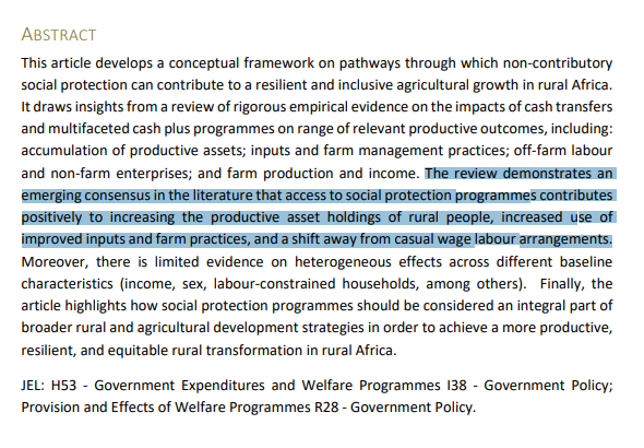 TransferProjct's tweet photo. First up : Nicholas Sitko [@FAO] summarizes a review &amp; meta-analysis on productive impacts of non-contributory programming in Africa

Forthcoming in Annual Review of Resource Economics #TPNairobi23 @FAOAfrica joint w/ @DaidoneSilvio &amp; @Benkdavisroma:

https://t.co/KloO0oh56U https://t.co/kNk3v2vveL