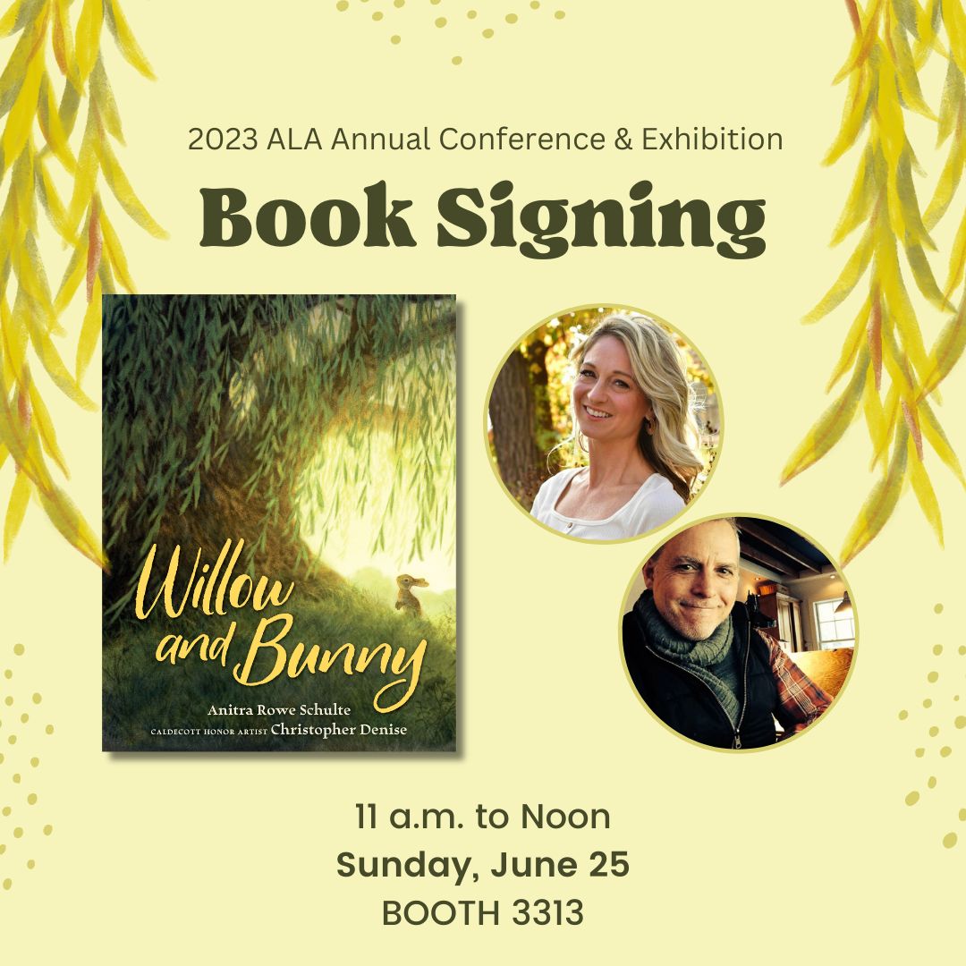 Thrilled to be attending #ALAAC23 to take it all in and sign WILLOW AND BUNNY with <a href="/cadenise/">Christopher Denise</a> from 11 a.m. to Noon on Sunday, 6/25 at Booth 3313 - hope to connect with you then! <a href="/ALAConferences/">ALA Conferences</a> <a href="/KelseySkea/">Kelsey Skea</a> <a href="/MetamorphLitAg/">Metamorphosis Literary Agency 📚 🎥 🌎🎙️🎮</a>