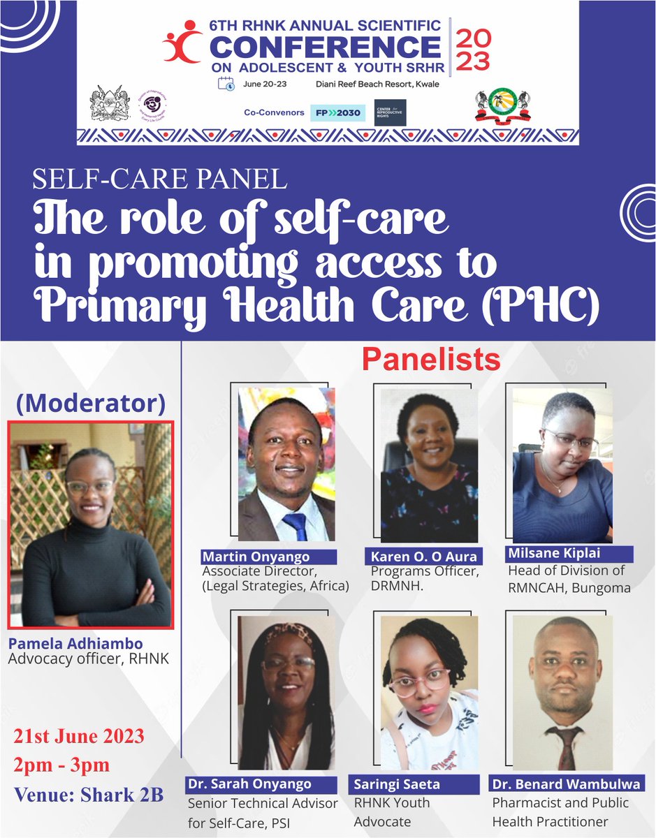 Self-care is not selfish; it's essential for our well-being, especially for young people navigating the challenges of life. The role of Selfcare in promoting access to primary healthcare session coming right up ✨
#RHNKConference2023