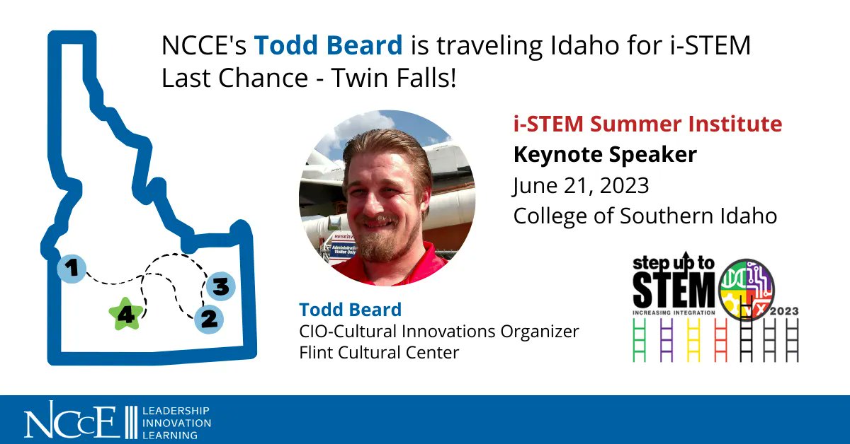 Get ready for an inspiring day!

Join us as Todd Beard takes the stage as the keynote speaker at the i-STEM Summer Institute at the College of Southern Idaho today!

May your day be full of great insights and discoveries!

<a href="/TeacherBeard/">Todd Beard #EdutainmentTeacher</a> <a href="/IdahoSTEMAC/">Idaho STEM Action Center</a>