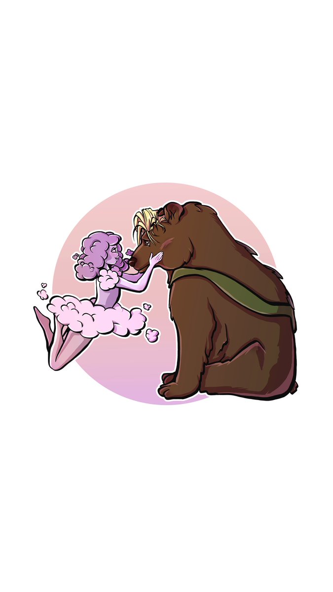 For those who have listened to our current campaign on our podcast I present this wonderful art by <a href="/LydiaKoryn/">Lydia Koryn (she/her)</a> featuring her character Zo the cloud girl and <a href="/equinoxdice/">Steph ✨ (& Anna 🌙)</a>’s space bear Urs! #CCGSC #MMLpodcast #teensinspace