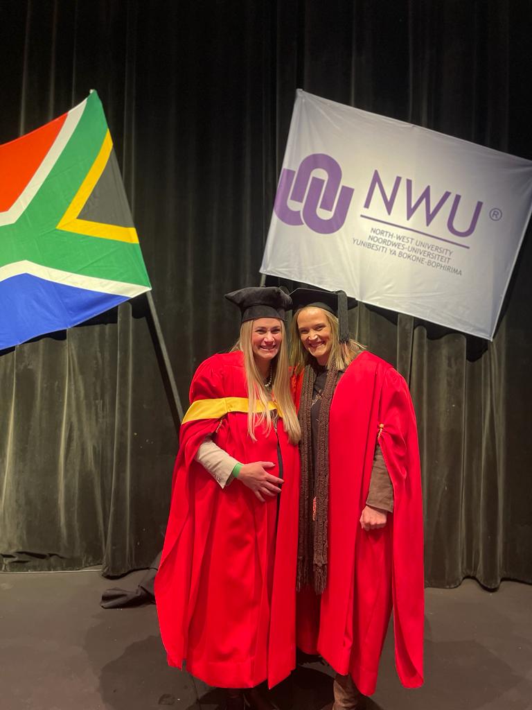 At yesterday's graduation ceremony on the Potchefstroom campus  our very own lecturer, Tammy Aslett, was awarded a PhD in Visual and Performing Arts with Music. Congratulations, Dr Aslett! We are so proud of you!