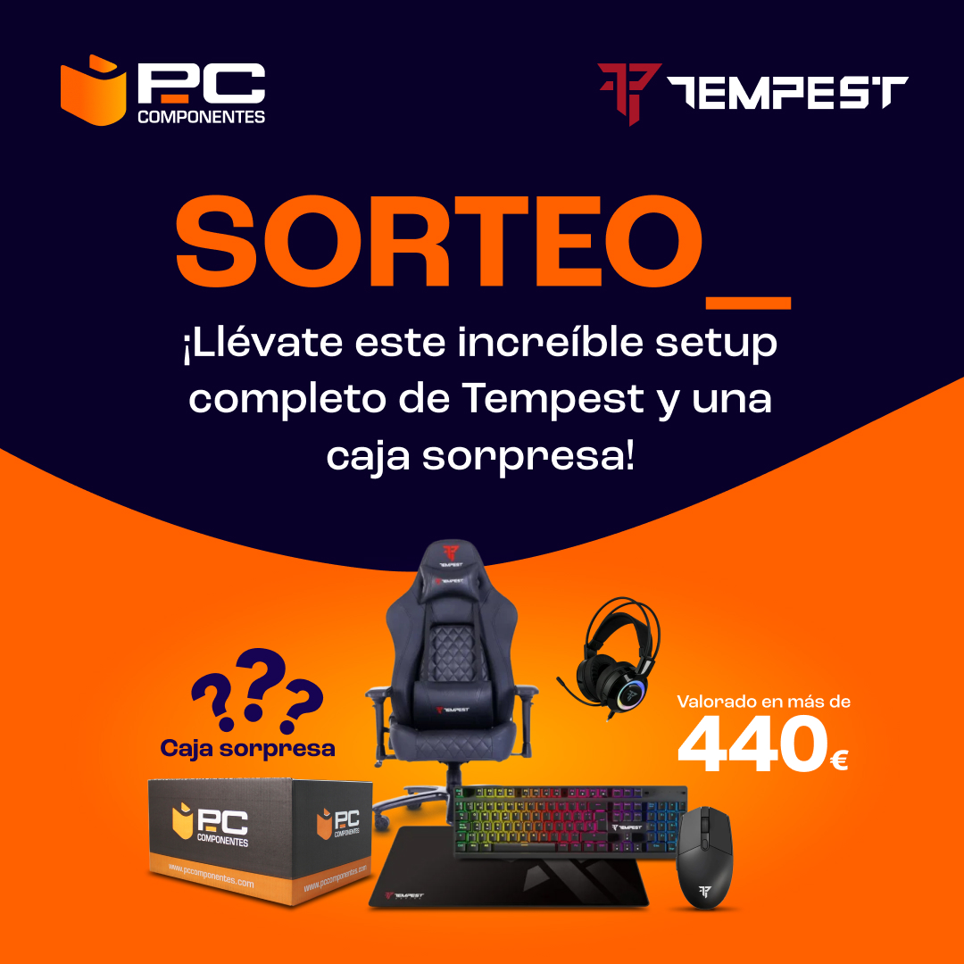 pccomponentes's tweet photo. 🚨SORTEAZO🚨

😍 ¡GANA un setup gaming completo de @Tempest_ES y una caja sorpresa! 📦❓

🔸RT🔃 y síguenos a ambos
🔸Comenta completando la frase "PcComponentes y Tempest quiero..." diciendo qué premio quieres probar primero

✍️¡Más comentarios, más opciones de ganar! https://t.co/Ts9c6p3Sgf