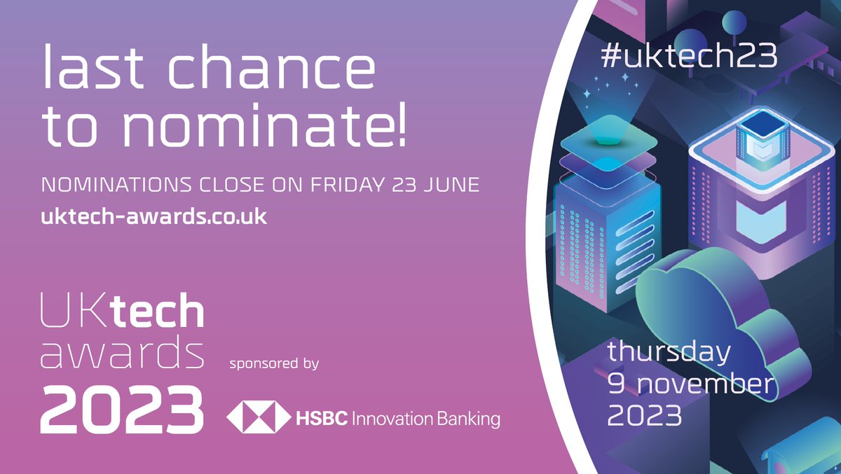 Nominations will soon close for the tech CEO of the Year sponsored by @HSBCInnovation. The winner will have a clear passion for the tech industry, be an inspirational role model, determined and motivated with strong vision and flair. Nominate at bit.ly/3T2AgBN #uktech23