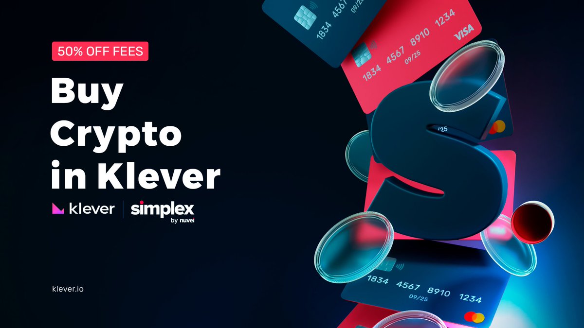klever_io's tweet photo. 📢 New to @SimplexCC? Enjoy 50% off on #crypto purchases via #KleverWallet 💰

📅 Offer lasts ONE week! 

📲 Download at https://t.co/1p9xoCREju. 

Start saving on your crypto TODAY 🚀

👉🏼 https://t.co/iJ7pb6RGeR https://t.co/Pvwaa4FkMs