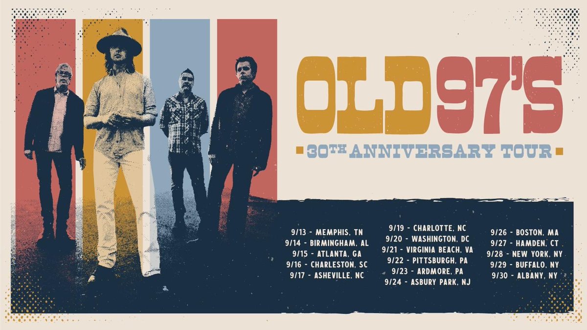 Old97s's tweet photo. The 30th anniversary tour September fall dates are here!
With Special guest John Hollier.
#old97s #old97s #rhettmiller #kenbethea #philippeeples #murryhammond #johnhollier #old97sshow
https://t.co/HQJ96gOj9g https://t.co/6xOtScMCzl