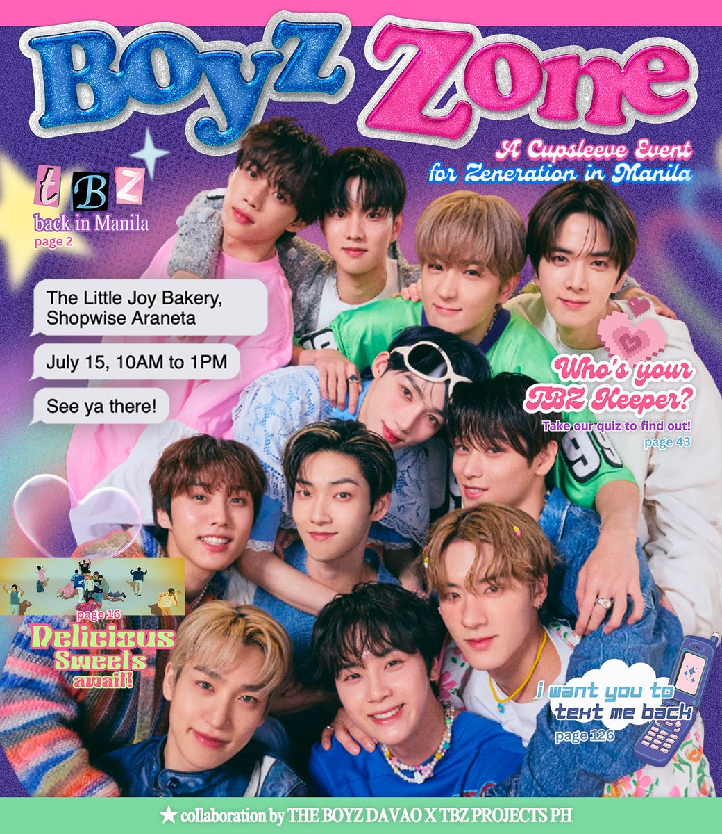 tbzprojectsph's tweet photo. Calling all Candy Cutiez! 🍬 Enter the #BOYZ_ZONE this July 15 at The Little Joy Bakery! 

Buy a drink and you'll get 1 cupsleeve kit &amp;  a lucky draw entry!

More details below. Don't forget to tag @TheBoyzDavao &amp; @tbzprojectsph in your posts! See ya there 💖 #ZENERATION_MNL https://t.co/uuvmQS4sNd