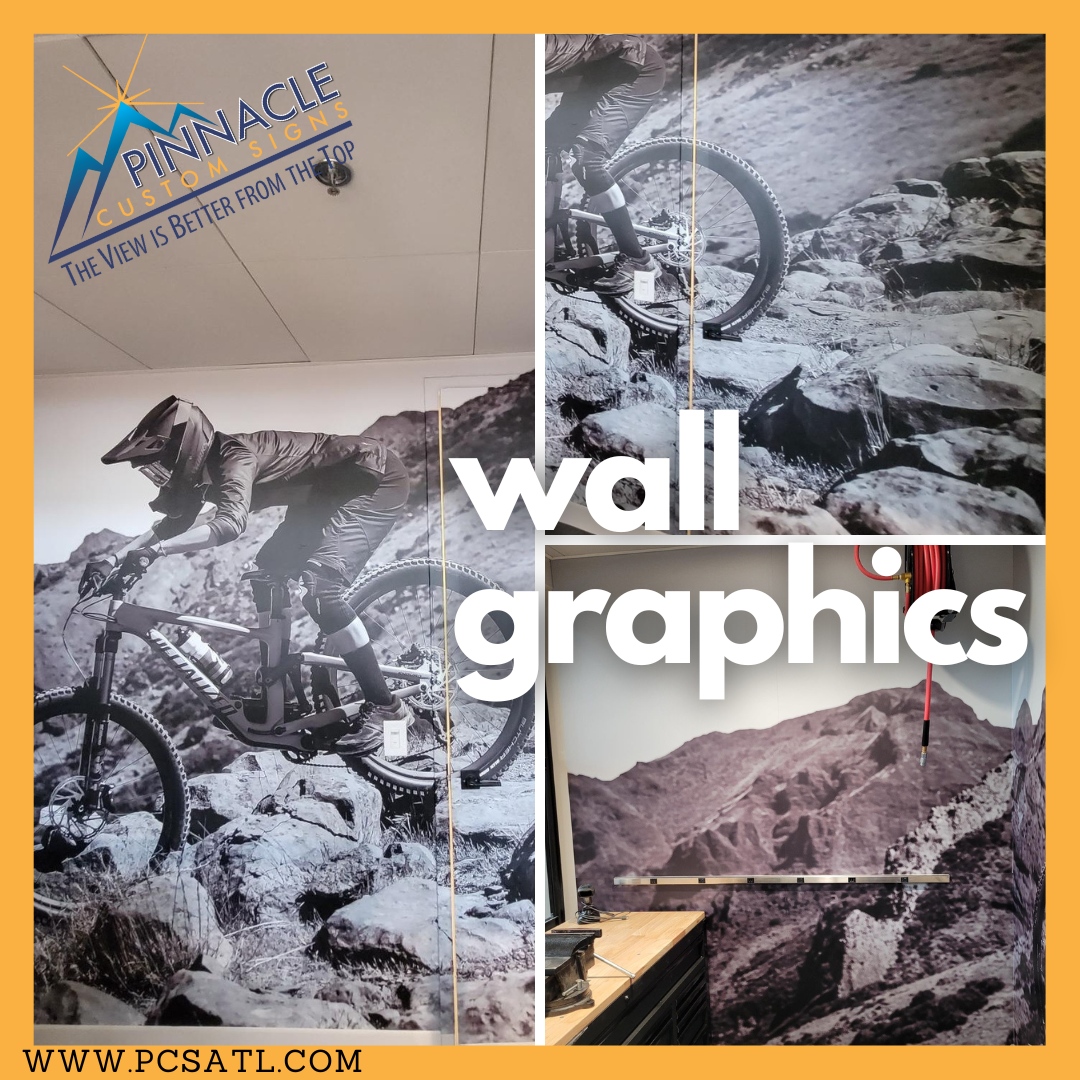 Unleash the incredible potential of wall wraps! Whether it's an office space, retail store, or event venue, wall wraps can transform any environment into a visually engaging and branded space. #betterfromthetop #signs #signshop #customsigns #customsignshop #wallwraps #vinylwraps